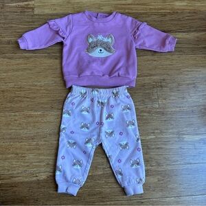 PL BABY 9 MonthRuffle‎ Fox Sweatshirt Jogger Set